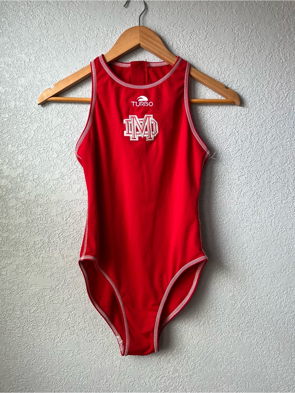 Vintage Y2K Turbo Red One Piece Swimsuit Bodysuit Made in Spain Size S